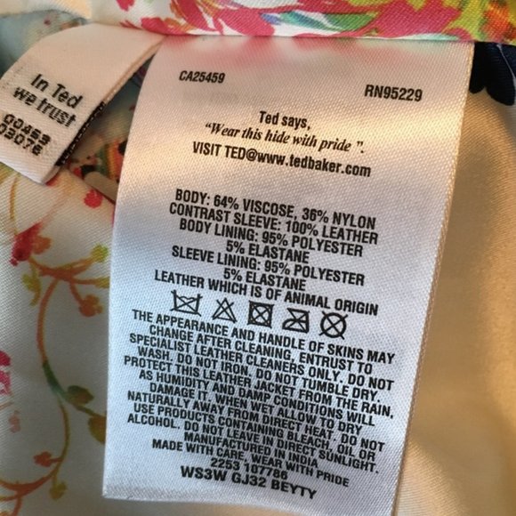 Ted Baker Beyty Grey blazer jacket zip up with tan brown leather sleeves size 1 - Picture 16 of 16